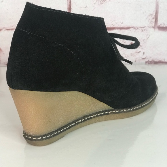 J CREW MacAlister Black Suede Rubber Wedge Ankle Boots Booties Size 8 - Picture 13 of 16